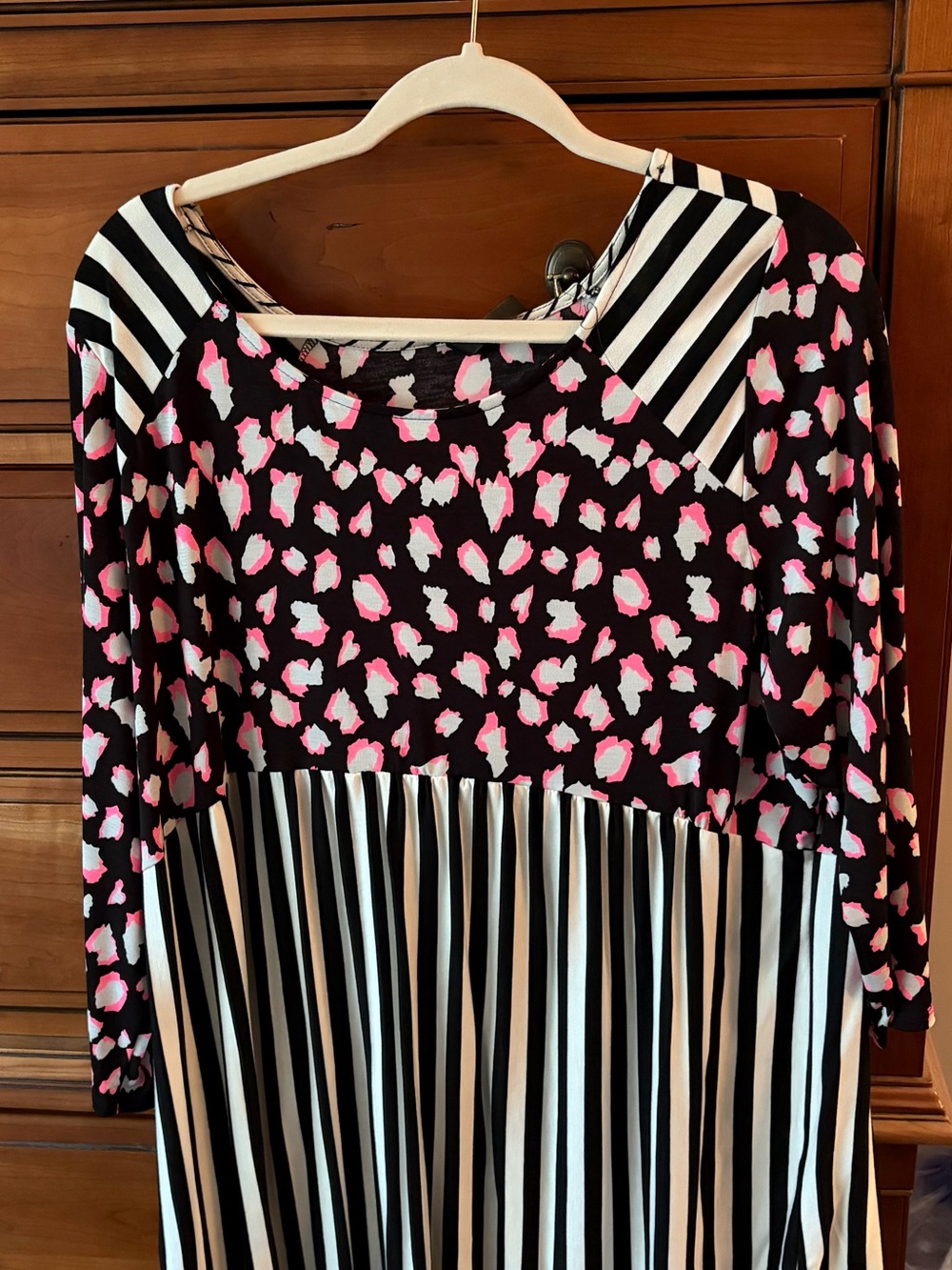 Women’s Black Tunic with Pink & White Print